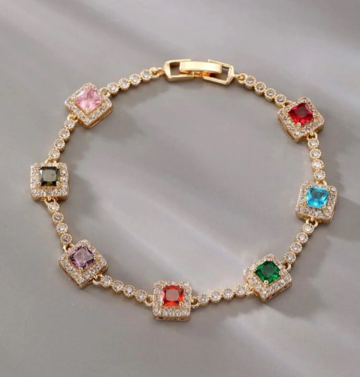 Multi Colored Cubic Zirconia Bracelet