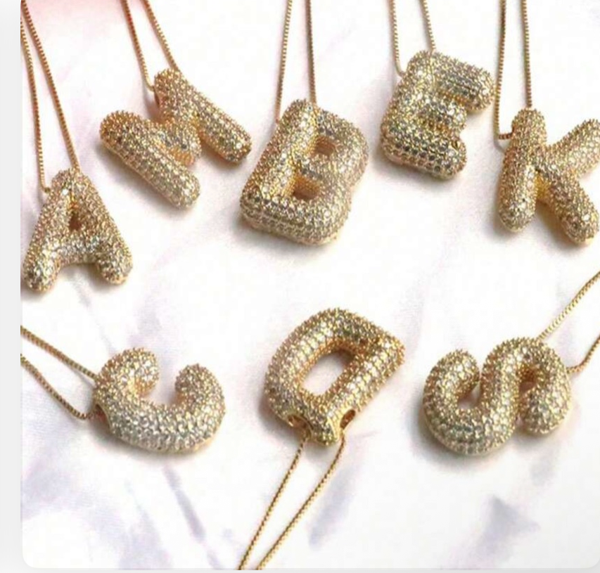 Bling Bubble Initial Necklaces