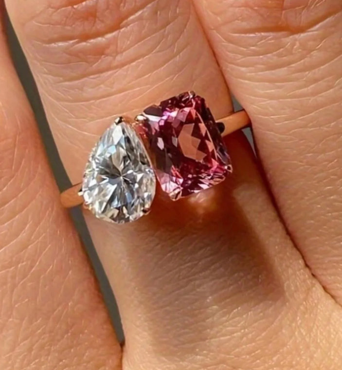 Double Stone Gold Plated Ring