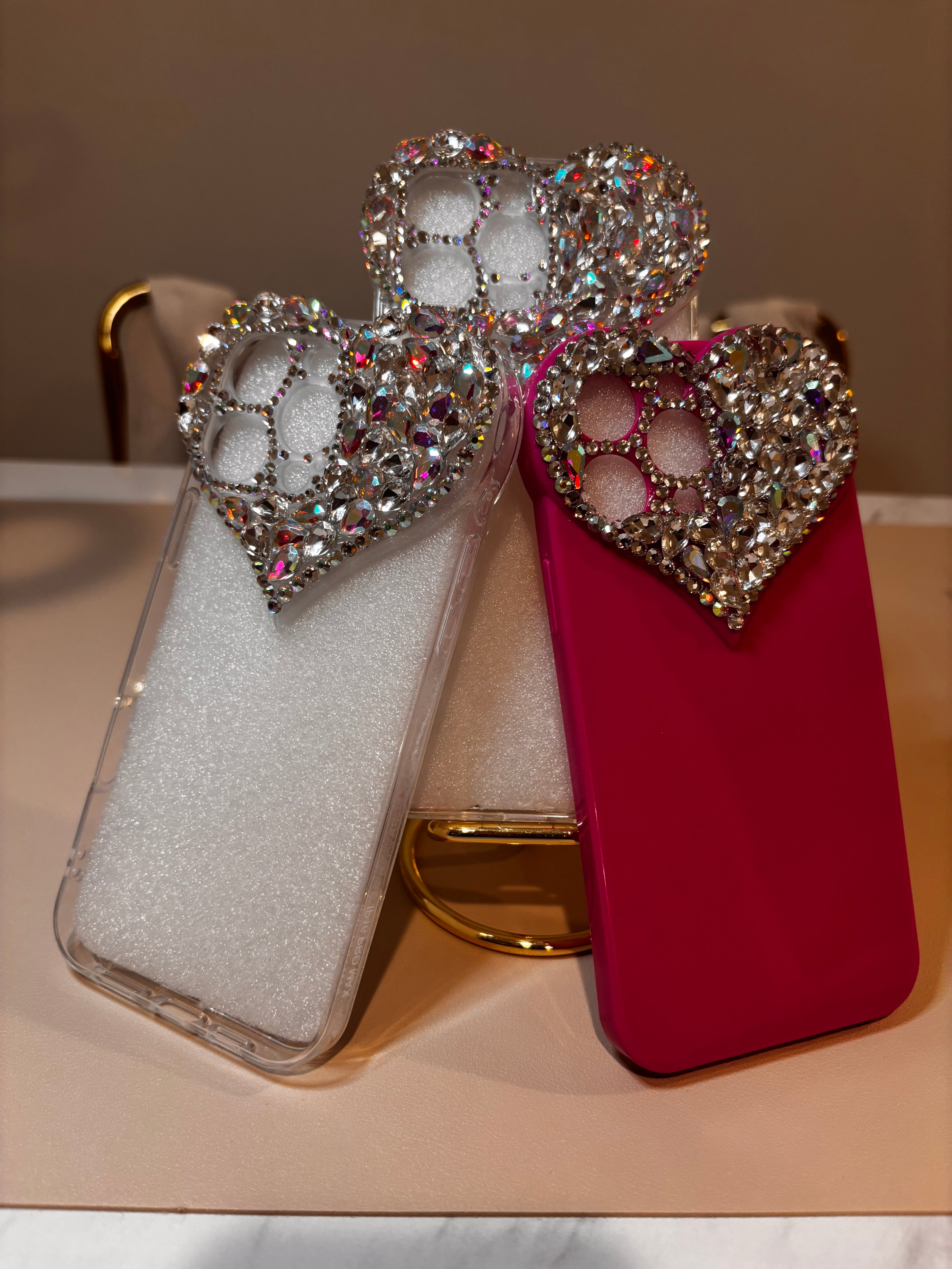 3D Rhinestone Heart Phone Case