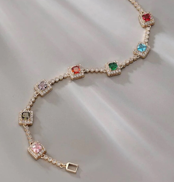 Multi Colored Cubic Zirconia Bracelet