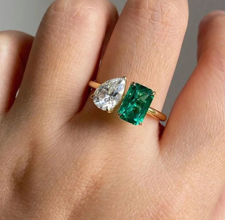 Double Stone Gold Plated Ring