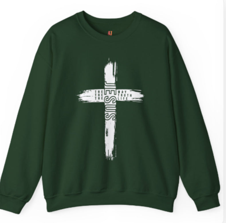 Paint Brush Cross Jesus Sweatshirt | Christian Faith Crewneck