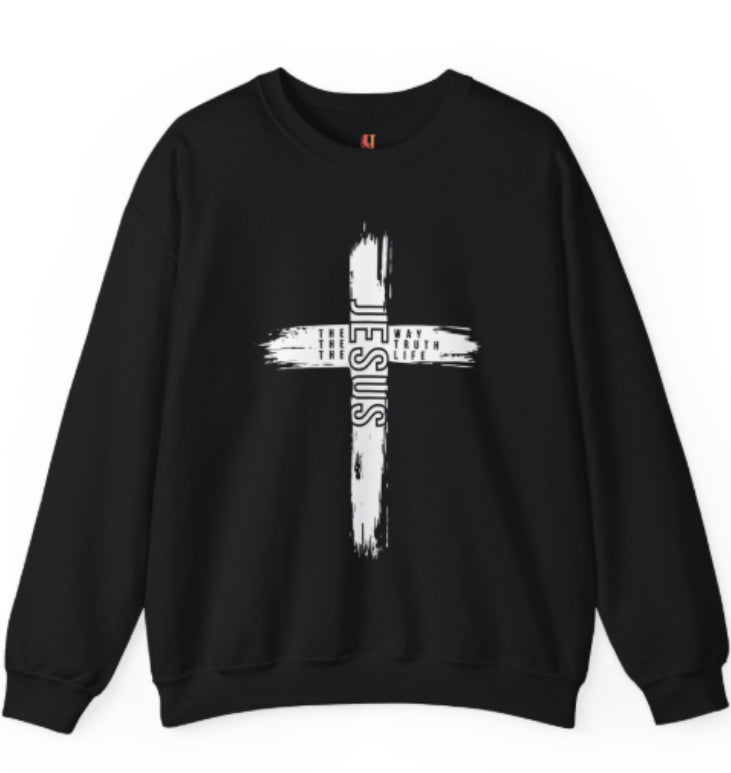 Paint Brush Cross Jesus Sweatshirt | Christian Faith Crewneck