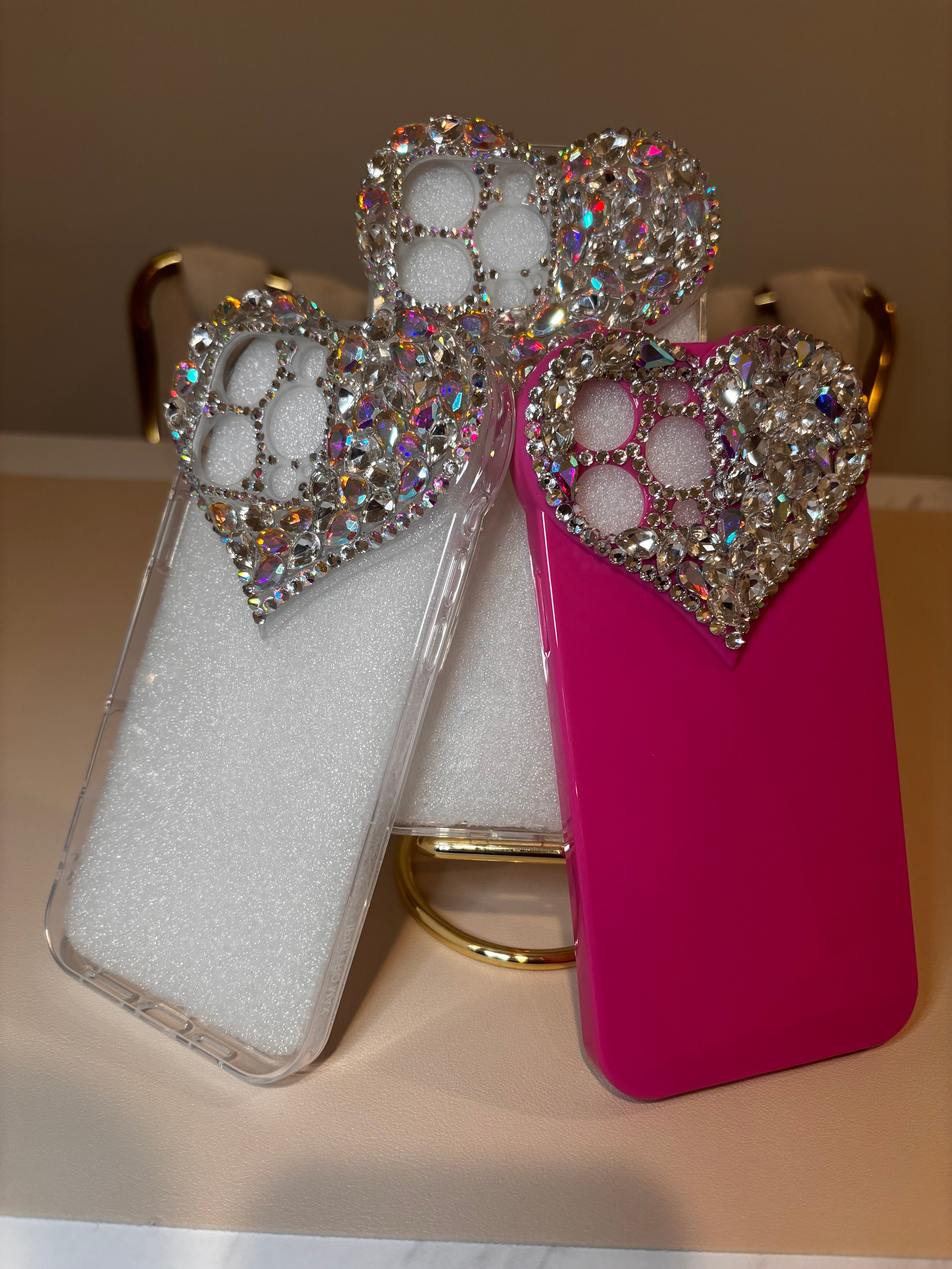 3D Rhinestone Heart Phone Case