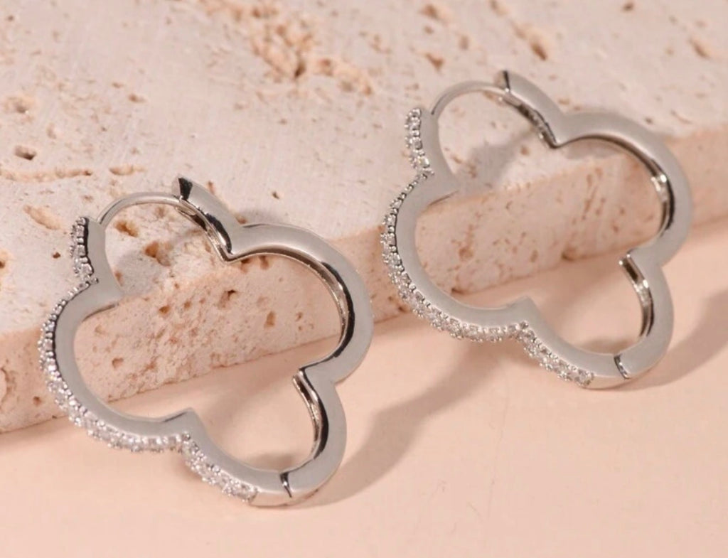4 Leaf Clove Hoop Earrings