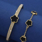 Gold & Black Clover Bracelet Stack