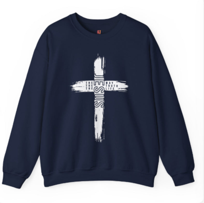 Paint Brush Cross Jesus Sweatshirt | Christian Faith Crewneck