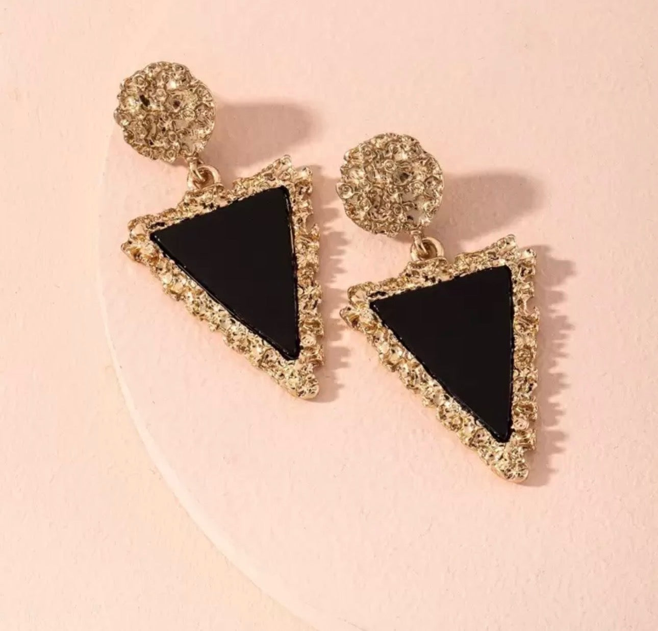 Drop Black Triangle Earrings
