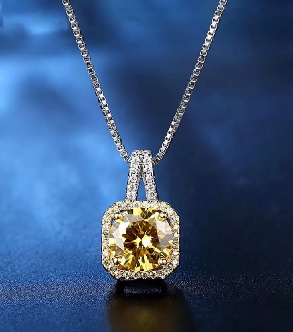 Canary yellow CZ Necklace