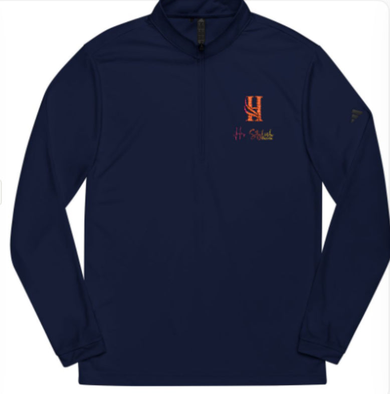 Adidas Quarter Zip, Bold lines Monochromatic Embroidered HV logo Pullover