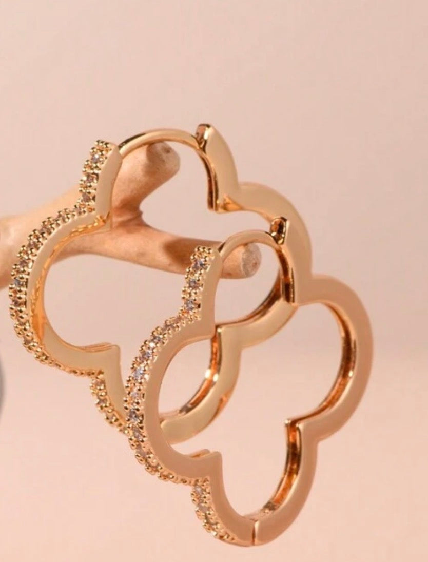 4 Leaf Clove Hoop Earrings