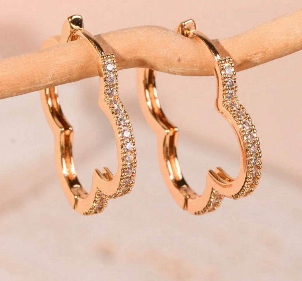 4 Leaf Clove Hoop Earrings