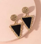 Drop Black Triangle Earrings