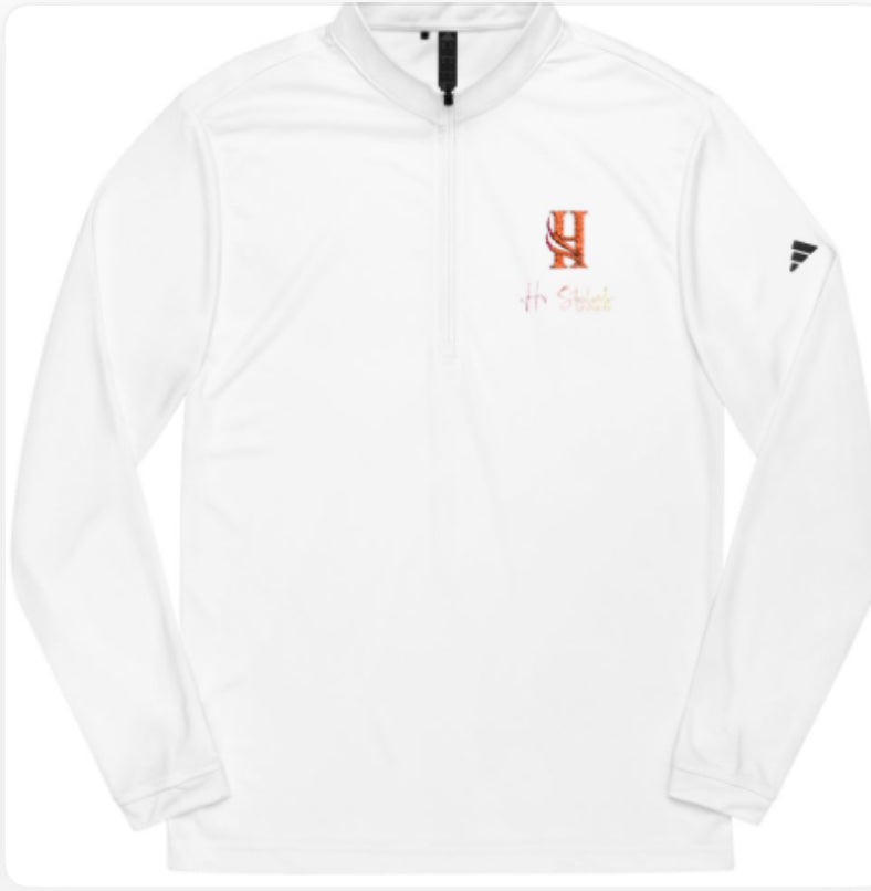 Adidas Quarter Zip, Bold lines Monochromatic Embroidered HV logo Pullover