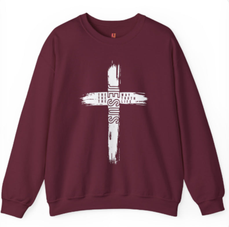 Paint Brush Cross Jesus Sweatshirt | Christian Faith Crewneck