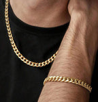 Cuban link Bracelet & Chain Set