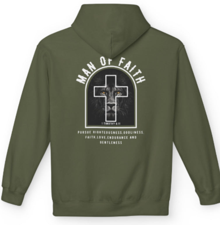 Man of Faith Cross Hoodie | Christian Faith Pullover, Scripture Graphic