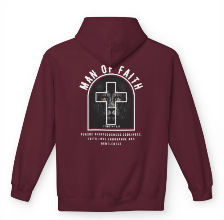Man of Faith Cross Hoodie | Christian Faith Pullover, Scripture Graphic
