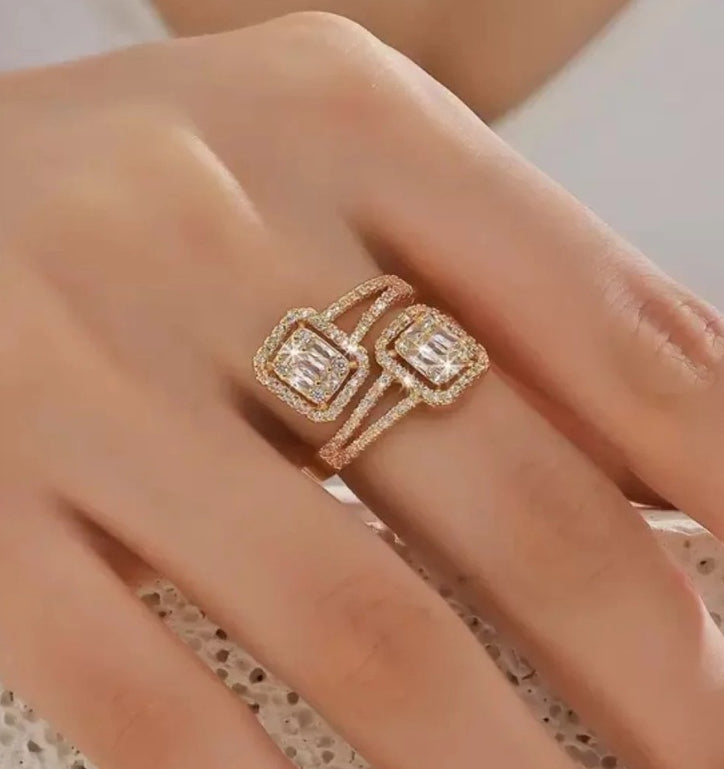 Double Diamond Cuff Ring