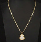 Buddha Pendant 3MM Flat Figaro Chain Necklace