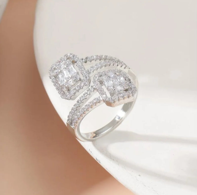 Double Diamond Cuff Ring