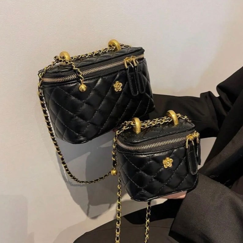 Box Clutch Handbag with Crossbody chain